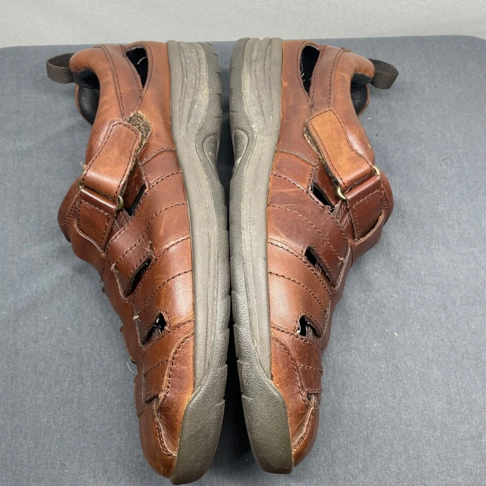 Drew Men Fisherman Sandals Brown Leather 13W Dublin Comfort Walking Shoe